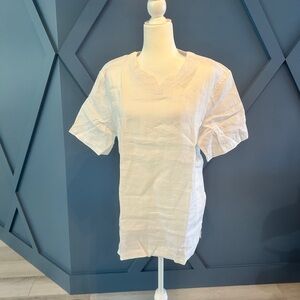 Linen White Short Sleeve Men’s Top- perfect for European vacation
